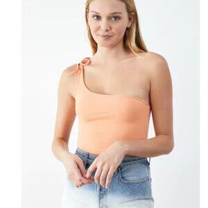 NWT PacSun One Shoulder Ribbed Tank Top XS Coral Peach Orange PacCares Eco